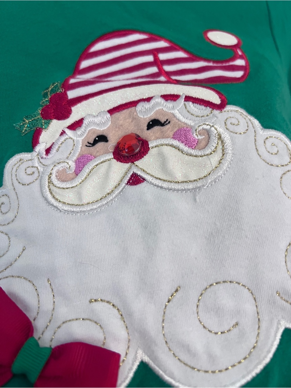 Rare Editions Girls Christmas Santa Applique Tunic & Ruffled Legging Set size 5 - Picture 3 of 12